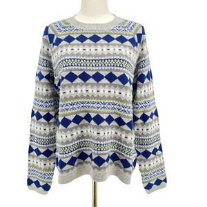 Style & Co Fair Isle Nordic Eyelash Knit Sweater Cozy Size L